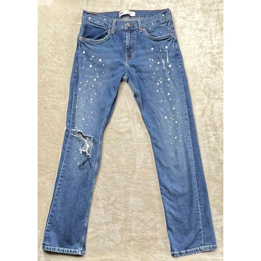 GUC Levis 511 Slim Fit Blue Distressed Paint Splatter Jeans 29x30 18 REG W29 L29
